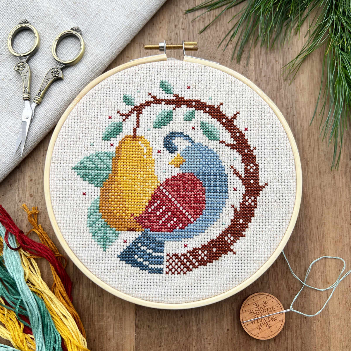Partridge in a Pear Tree Cross Stitch Kit Pigeon Coop