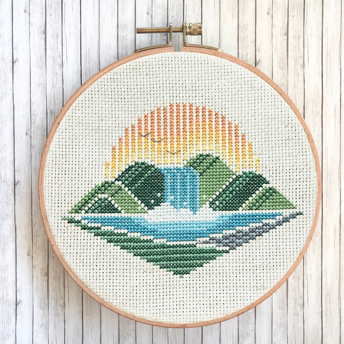 Waterfall Cross Stitch Kit – Pigeon Coop waterfall-cross-stitch-kit-pigeon-coop